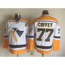 Pittsburgh Penguins #77 Paul Coffey White Yellow CCM Throwback Stitched NHL Jersey