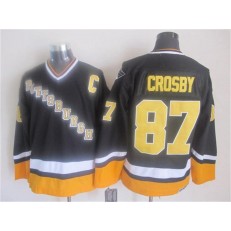 Pittsburgh Penguins #87 Sidney Crosby Black Yellow CCM Throwback Stitched NHL Jersey