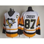 Pittsburgh Penguins #87 Sidney Crosby White Black CCM Throwback Stitched NHL Jersey