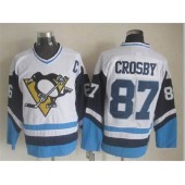 Pittsburgh Penguins #87 Sidney Crosby White Blue CCM Throwback Stitched NHL Jersey