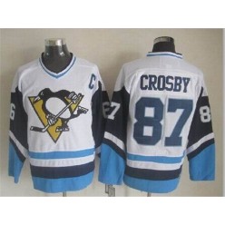 Pittsburgh Penguins #87 Sidney Crosby White Blue CCM Throwback Stitched NHL Jersey