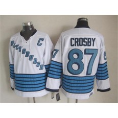 Pittsburgh Penguins #87 Sidney Crosby White Light Blue CCM Throwback Stitched NHL  Jersey