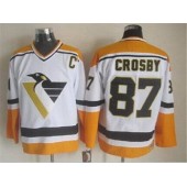 Pittsburgh Penguins #87 Sidney Crosby White Yellow CCM Throwback Stitched NHL Jersey