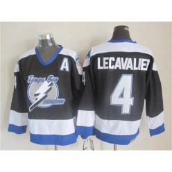 Tampa Bay Lightning #4 Vincent Lecavalier Black CCM Throwback Stitched NHL Jersey