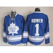 Toronto Maple Leafs #1 Johnny Bower Blue CCM Throwback Stitched NHL Jersey