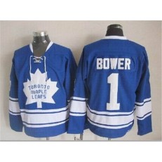Toronto Maple Leafs #1 Johnny Bower Blue CCM Throwback Stitched NHL Jersey