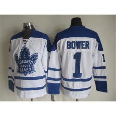 Toronto Maple Leafs #1 Johnny Bower White CCM Throwback Winter Classic Stitched NHL Jersey