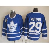 Toronto Maple Leafs #29 Felix Potvin Blue 75th CCM Throwback Stitched NHL Jersey