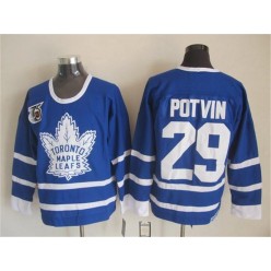 Toronto Maple Leafs #29 Felix Potvin Blue 75th CCM Throwback Stitched NHL Jersey