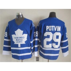 Toronto Maple Leafs #29 Felix Potvin Blue CCM Throwback Stitched NHL Jersey