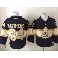 Toronto Maple Leafs #34 Auston Matthews 100th Anniversary Black Reebok Stitched NHL Jersey
