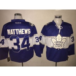Toronto Maple Leafs #34 Auston Matthews 100th Anniversary Blue Reebok Stitched NHL Jersey