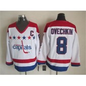 Washington Capitals #8 Alex Ovechkin White CCM Throwback Stitched NHL Jersey