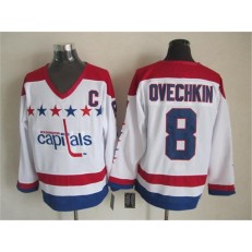 Washington Capitals #8 Alex Ovechkin White CCM Throwback Stitched NHL Jersey