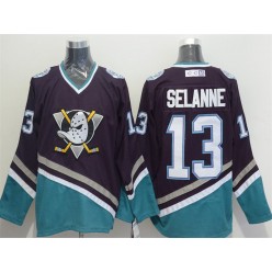 Anaheim Ducks #13 Teemu Selanne Purple Turquoise CCM Throwback Stitched NHL Jersey
