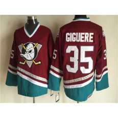 Anaheim Ducks #35 Jean-Sebastien Giguere Red CCM Throwback Stitched NHL Jersey