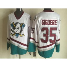 Anaheim Ducks #35 Jean-Sebastien Giguere White CCM Throwback Stitched NHL Jersey