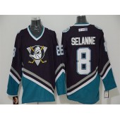 Anaheim Ducks #8 Teemu Selanne Purple Turquoise CCM Throwback Stitched NHL Jersey