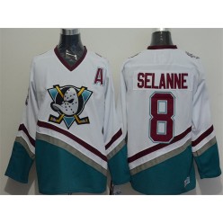 Anaheim Ducks #8 Teemu Selanne White CCM Throwback Stitched NHL Jersey