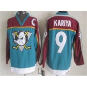 Anaheim Ducks #9 Paul Kariya Red Turquoise CCM Throwback Stitched NHL Jersey