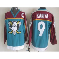 Anaheim Ducks #9 Paul Kariya Red Turquoise CCM Throwback Stitched NHL Jersey