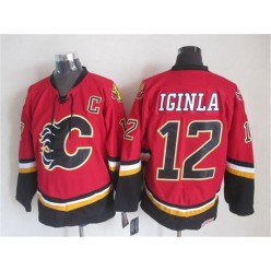 Calgary Flames #12 Jarome Iginla Red Black CCM Throwback Stitched NHL Jersey