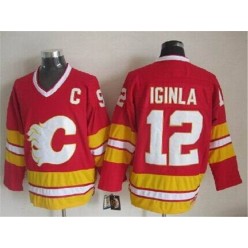 Calgary Flames #12 Jarome Iginla Red CCM Throwback Stitched NHL Jersey