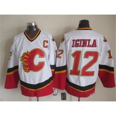 Calgary Flames #12 Jarome Iginla White Black CCM Throwback Stitched NHL Jersey