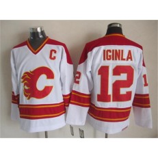 Calgary Flames #12 Jarome Iginla White CCM Throwback Stitched NHL Jersey