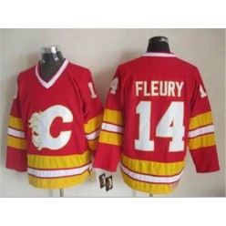 Calgary Flames #14 Theoren Fleury Red CCM Throwback Stitched NHL Jersey