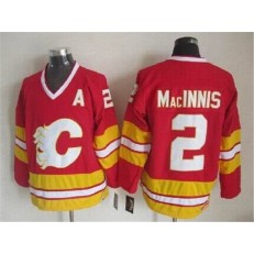 Calgary Flames #2 Al MacInnis Red CCM Throwback Stitched NHL Jersey
