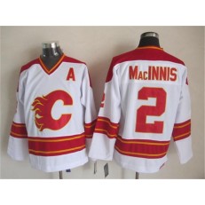 Calgary Flames #2 Al MacInnis White CCM Throwback Stitched NHL Jersey