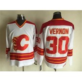 Calgary Flames #30 Mike Vernon White CCM Throwback Stitched NHL Jersey