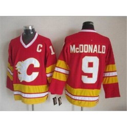 Calgary Flames #9 Lanny McDonald Red CCM Throwback Stitched NHL Jersey