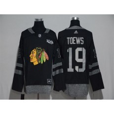 Adidas Chicago Blackhawks #19 Jonathan Toews Black 1917-2017 100th Anniversary Stitched NHL Jersey