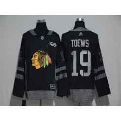 Adidas Chicago Blackhawks #19 Jonathan Toews Black 1917-2017 100th Anniversary Stitched NHL Jersey