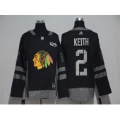 Adidas Chicago Blackhawks #2 Duncan Keith Black 1917-2017 100th Anniversary Stitched NHL Jersey
