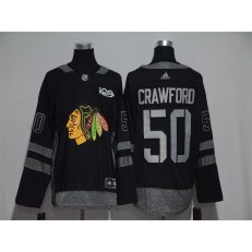 Adidas Chicago Blackhawks #50 Corey Crawford Black 1917-2017 100th Anniversary Stitched NHL Jersey
