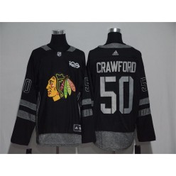 Adidas Chicago Blackhawks #50 Corey Crawford Black 1917-2017 100th Anniversary Stitched NHL Jersey