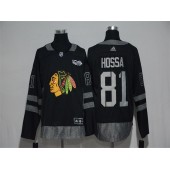 Adidas Chicago Blackhawks #81 Marian Hossa Black 1917-2017 100th Anniversary Stitched NHL Jersey
