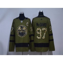 Adidas Edmonton Oilers #97 Connor McDavid Green Salute to Service Stitched NHL Jersey