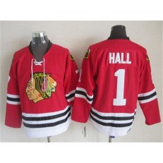 Chicago Blackhawks #1 Glenn Hall Red CCM Throwback Stitched NHL Jersey