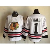 Chicago Blackhawks #1 Glenn Hall White CCM Throwback Stitched NHL Jersey