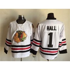 Chicago Blackhawks #1 Glenn Hall White CCM Throwback Stitched NHL Jersey