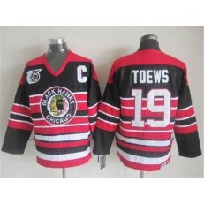 Chicago Blackhawks #19 Jonathan Toews Red Black 75TH CCM Stitched NHL Jersey