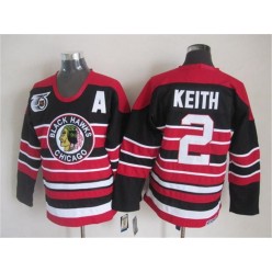 Chicago Blackhawks #2 Duncan Keith Red Black 75TH CCM Stitched NHL Jersey