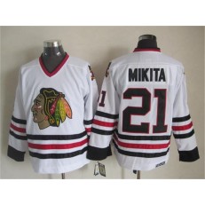 Chicago Blackhawks #21 Stan Mikita CCM White Throwback Stitched NHL Jersey