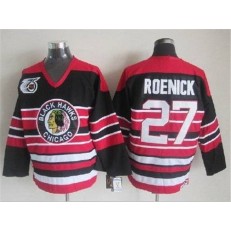 Chicago Blackhawks #27 Jeremy Roenick Red Black 75TH CCM Stitched NHL Jersey