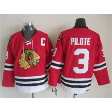 Chicago Blackhawks #3 Pierre Pilote Red CCM Throwback Stitched NHL Jersey
