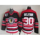 Chicago Blackhawks #30 ED Belfour Red Black 75TH CCM Stitched NHL Jersey